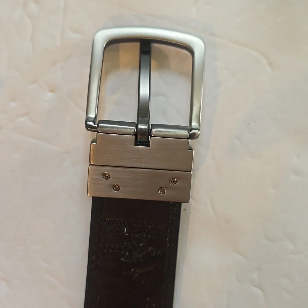 Dickies Mens Black/ Brown Reversible leather belt GUN METAL BUCKLE New Sz.1X